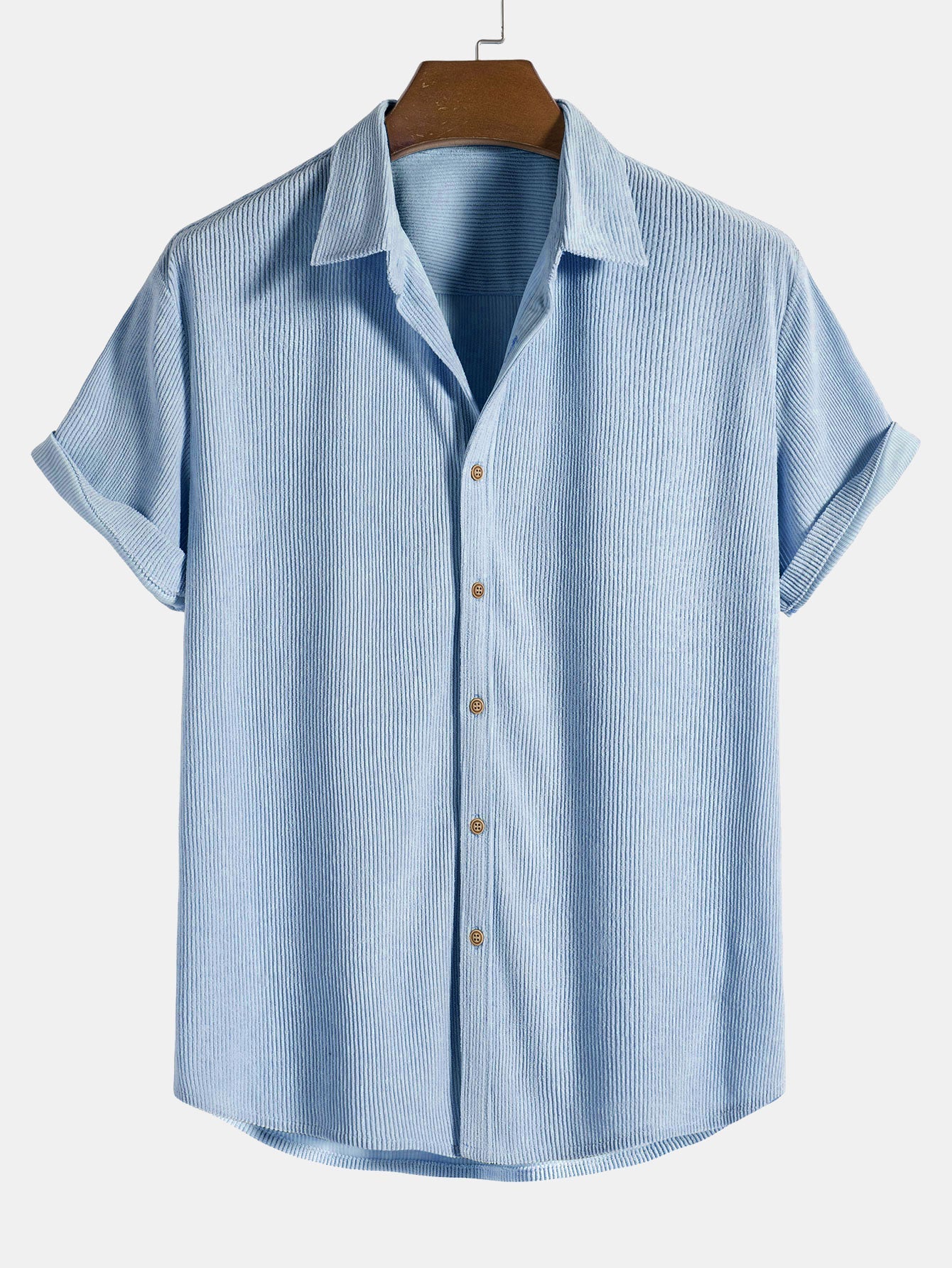 Camicia a maniche corte in corduroy con bottoni