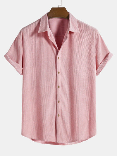 Camicia a maniche corte in corduroy con bottoni