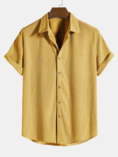 Camicia a maniche corte in corduroy con bottoni