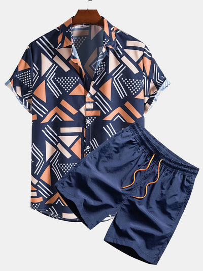 Camicia a Stampa Geometrica & Pantaloni da Bagno