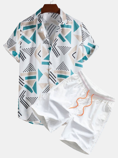 Camicia a Stampa Geometrica & Pantaloni da Bagno
