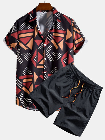Camicia a Stampa Geometrica & Pantaloni da Bagno