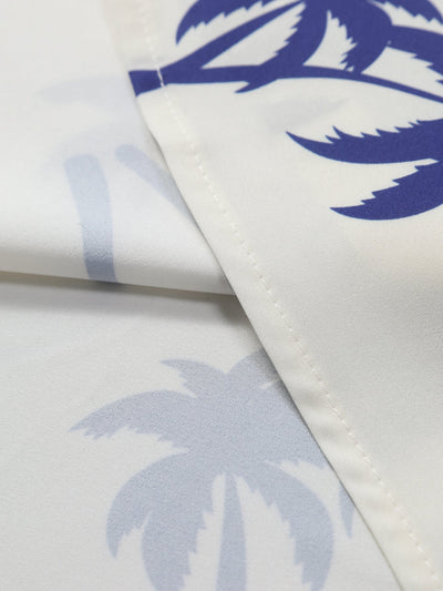 Camicia a Bottone con Stampa di Palme & Pantaloni da Bagno a Media Lunghezza con Coulisse