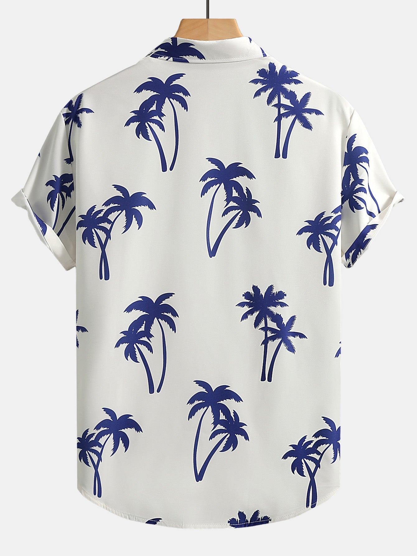 Camicia a Bottone con Stampa di Palme & Pantaloni da Bagno a Media Lunghezza con Coulisse