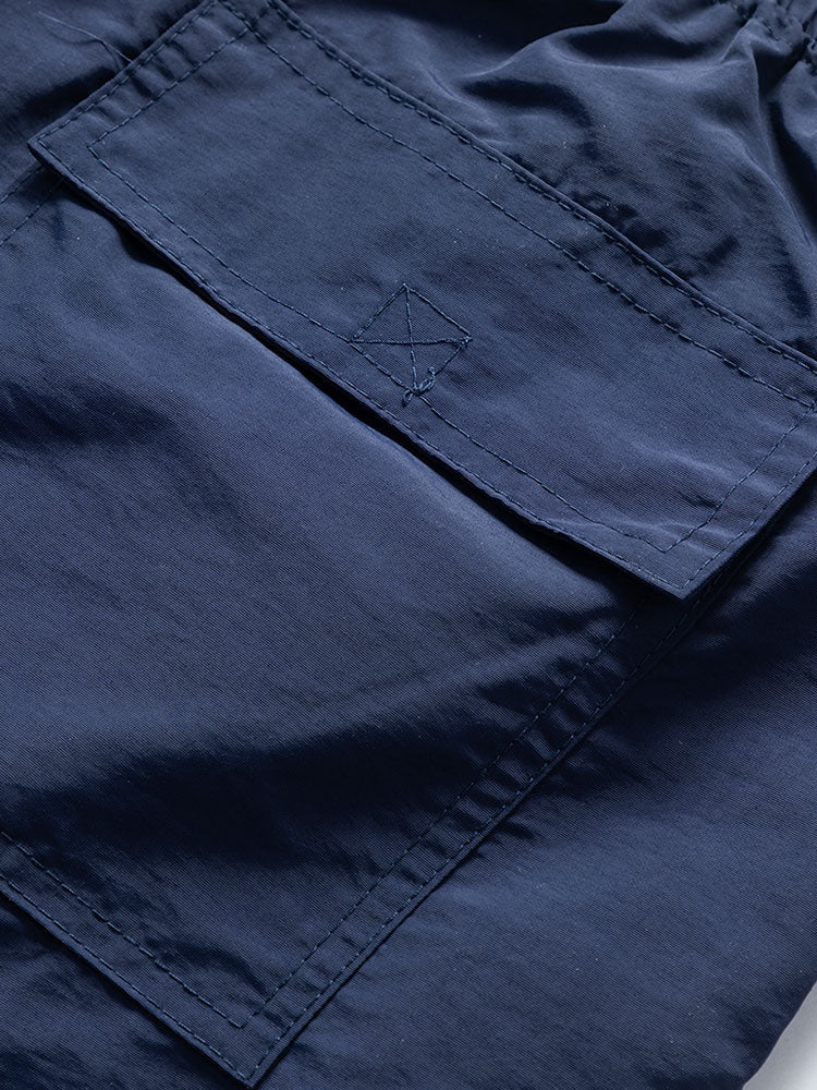 Camicia a Bottone con Stampa di Palme & Pantaloni da Bagno a Media Lunghezza con Coulisse