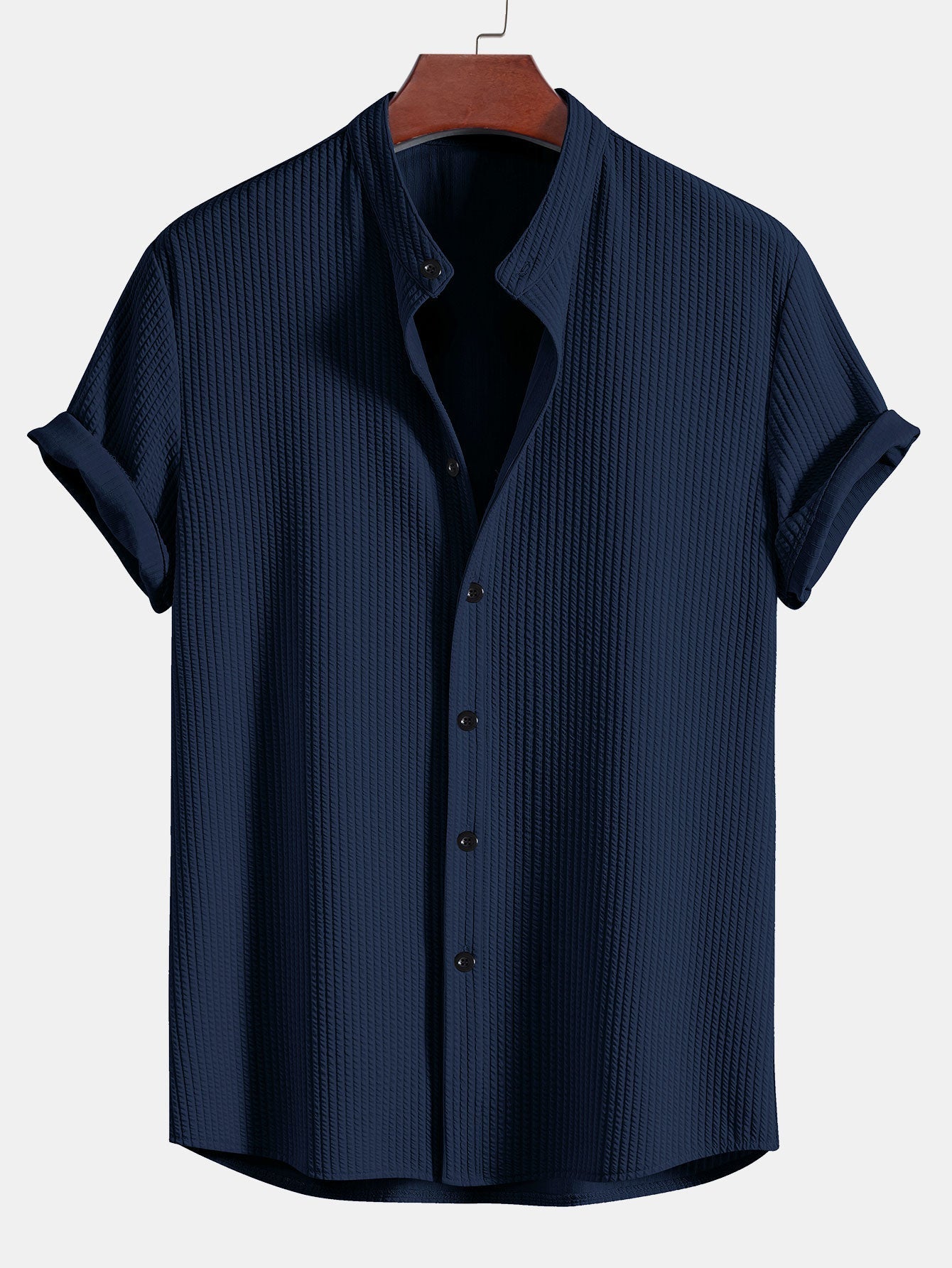 Camicia a Collo Alto a Costine Fit Muscolare