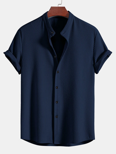 Camicia a Collo Alto a Costine Fit Muscolare