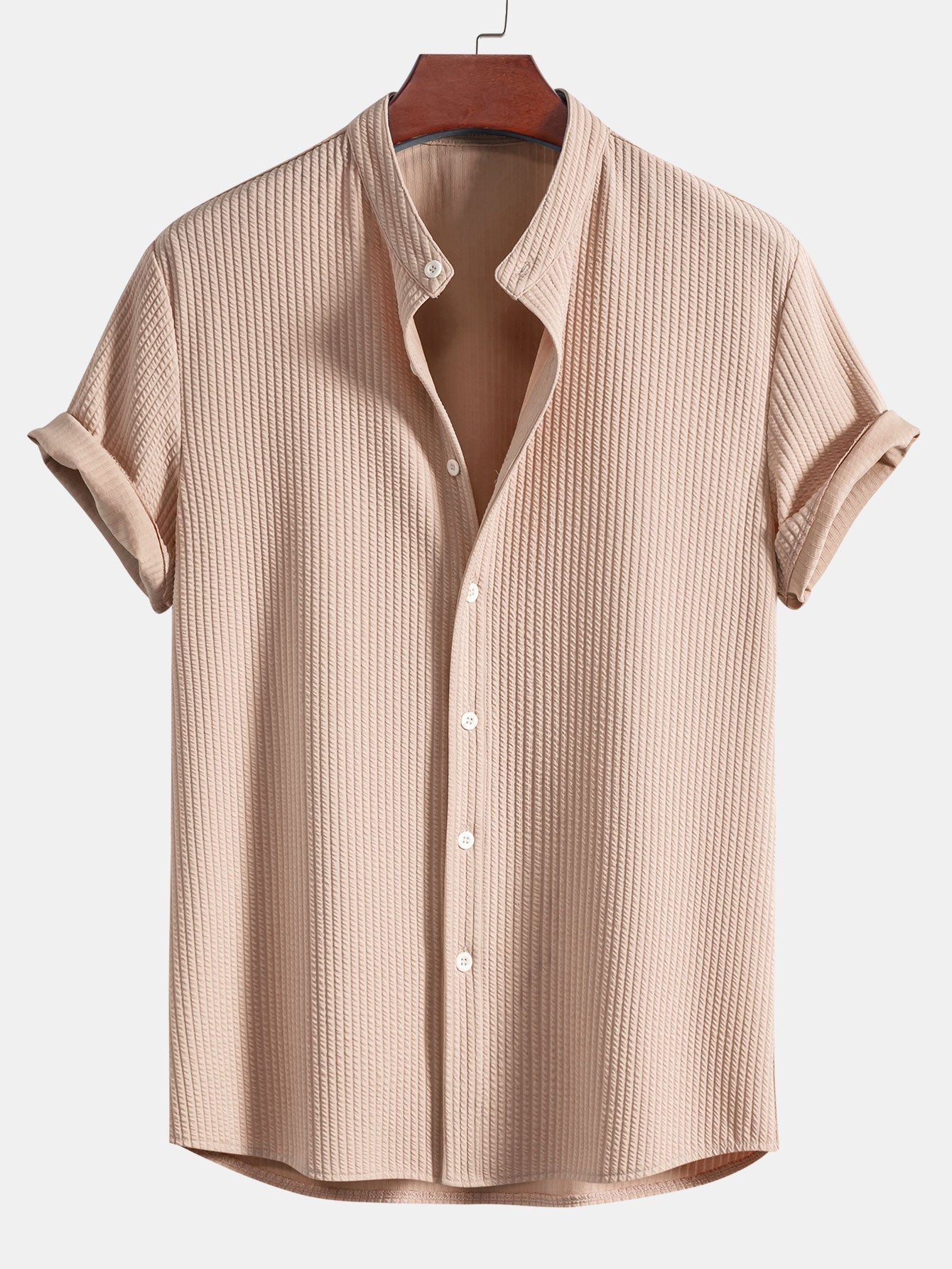 Camicia a Collo Alto a Costine Fit Muscolare
