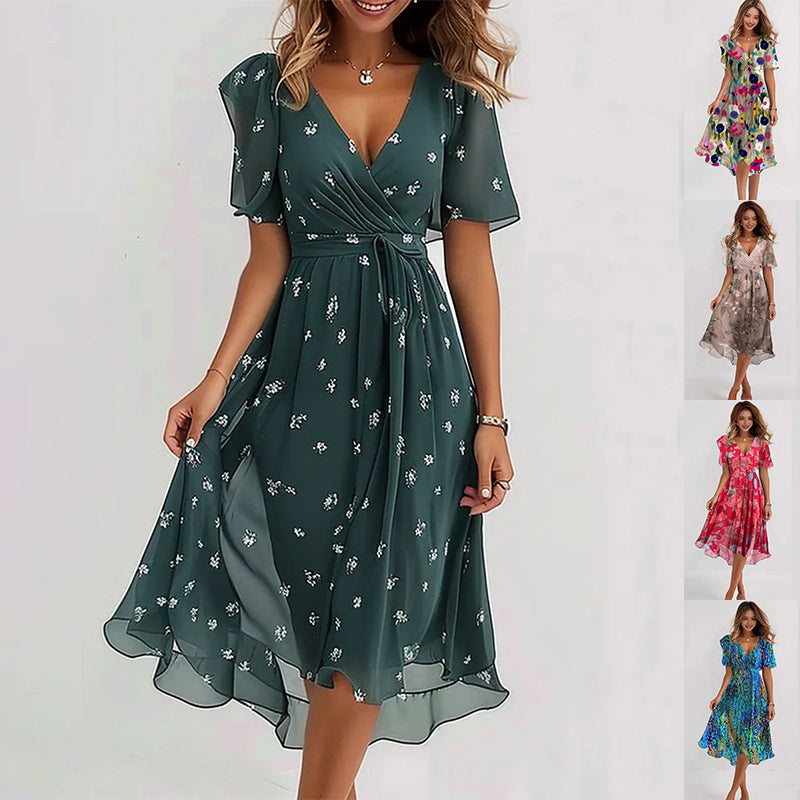 Leviana™ | Elegant Floral Midi Dress