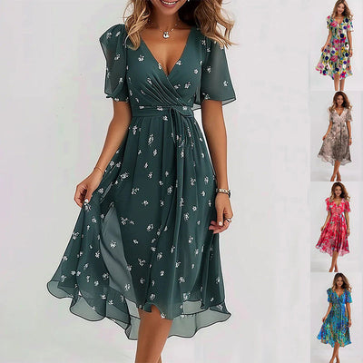 Leviana™ | Elegant Floral Midi Dress