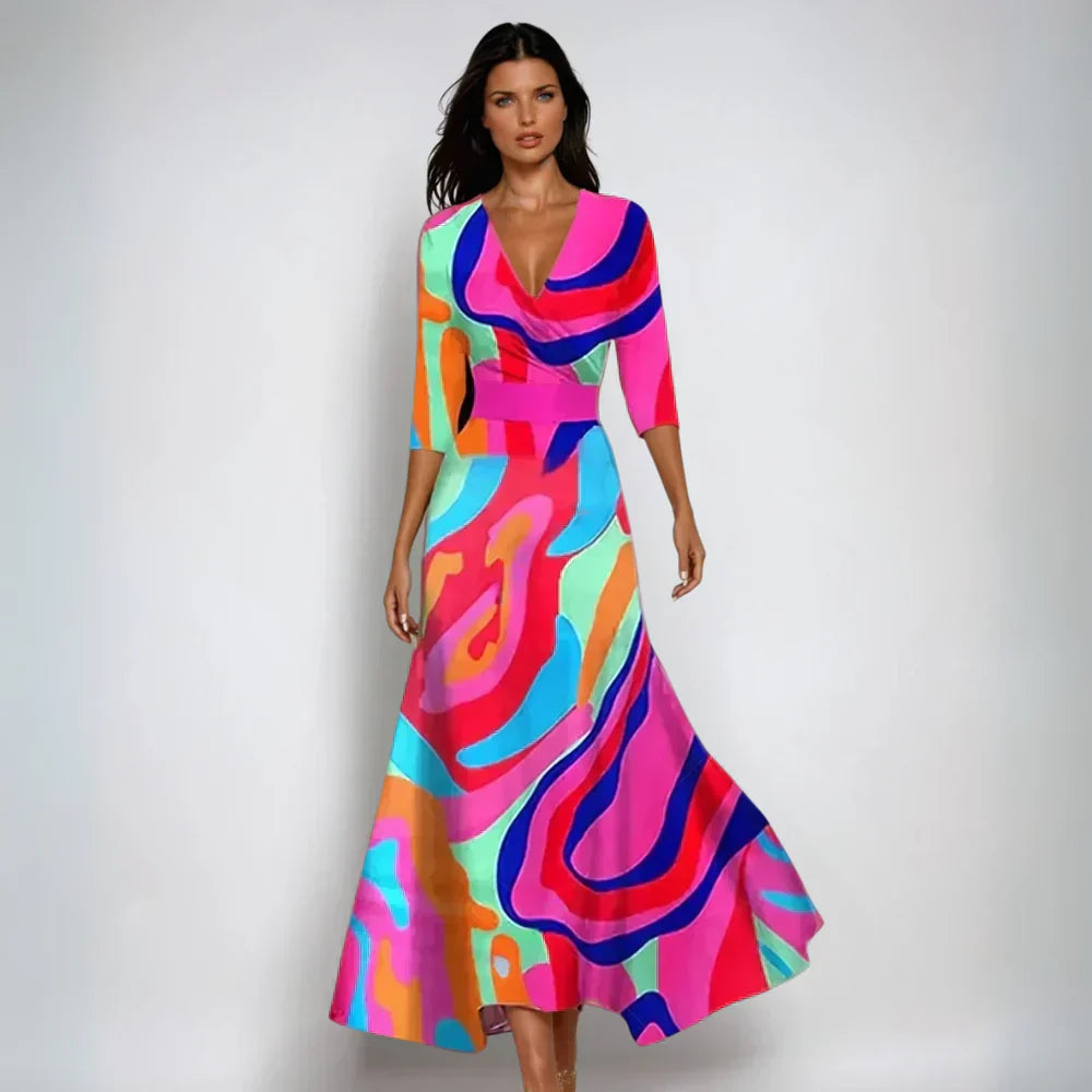 Leviana™ | Elegant Floral Wrap Dress