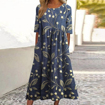 Leviana™ | Elegant Midi Floral Dress