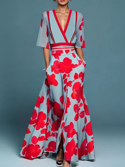 Laure | Abito Portafoglio Elegante con Fiori