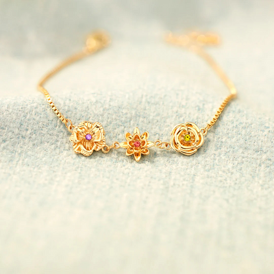 Bracciale Personalizzato con Fiori di Nascita