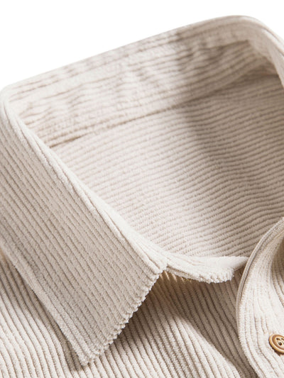 Camicia a maniche corte in corduroy con bottoni