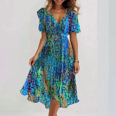 Leviana™ | Elegant Floral Midi Dress
