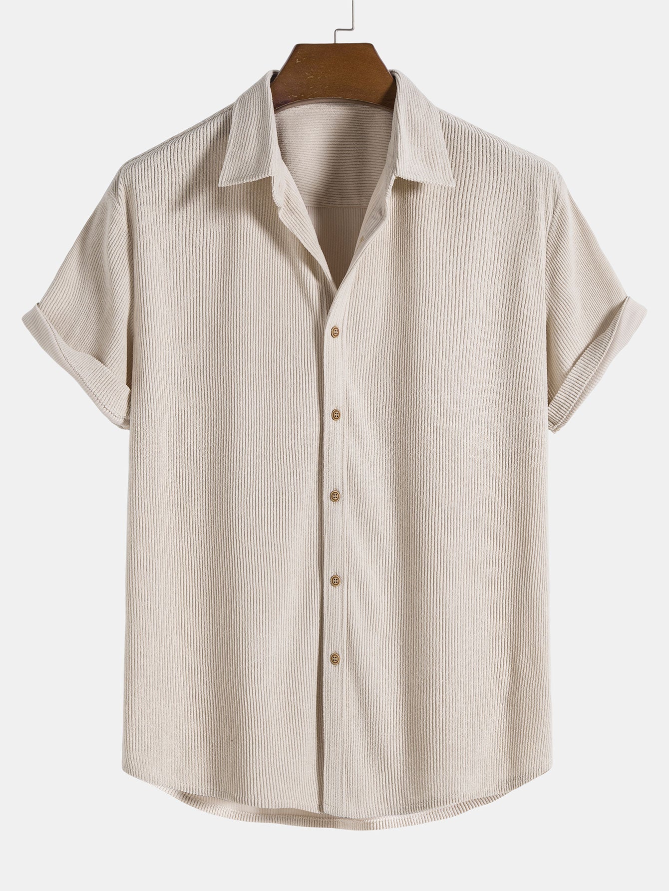 Camicia a maniche corte in corduroy con bottoni