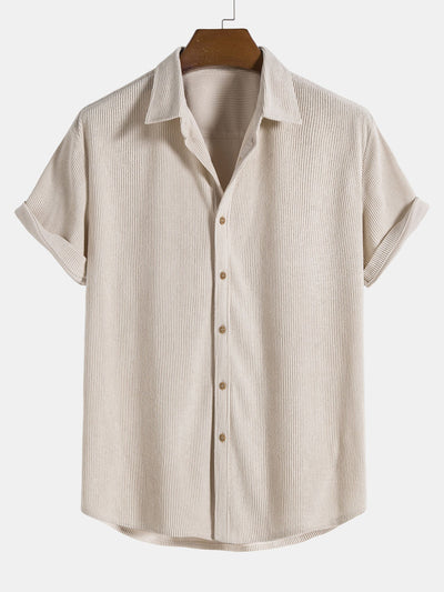 Camicia a maniche corte in corduroy con bottoni