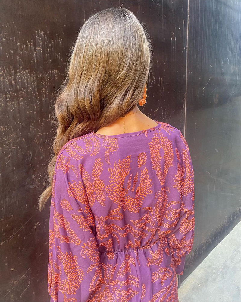 Célestine | Abito Elegante con Stampa Vintage e Maniche Lunghe