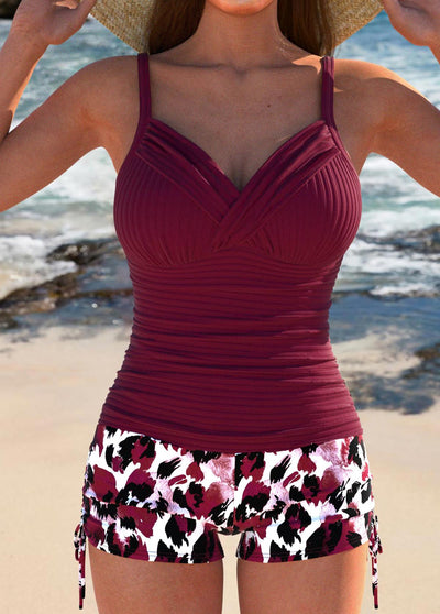 Linda I Set Tankini Stile e Elegante in Leopardo Blu Pavone