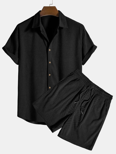 Camicia a Maniche Corte in Corduroy con Bottoni & Pantaloni Corti