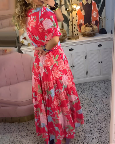 Carine | Abito con tasche a scollo a V stampato floreale
