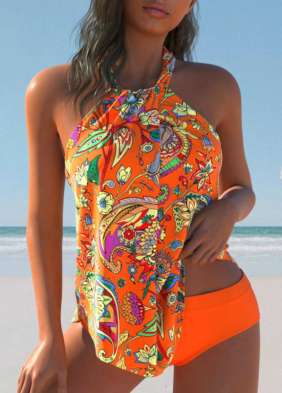 Costume da Bagno Elegante Tie-Dye con Spalline Incrociate