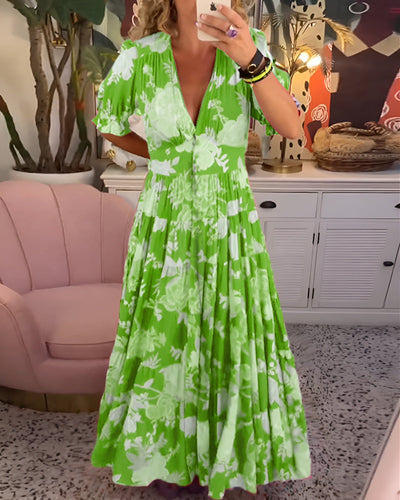 Carine | Abito con tasche a scollo a V stampato floreale