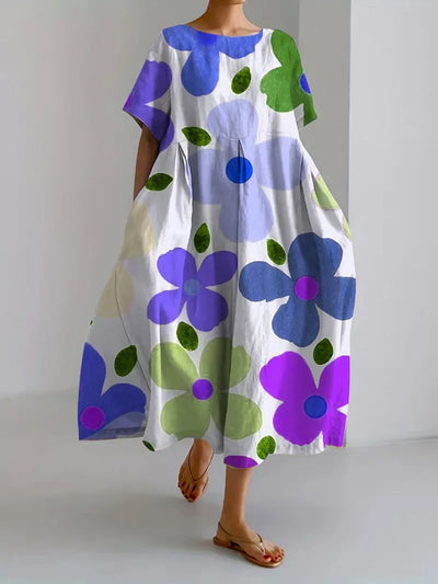 ELIANA | Abito Midi Floreale con Stile Spensierato e Comfort Estivo per Giornate Colorate