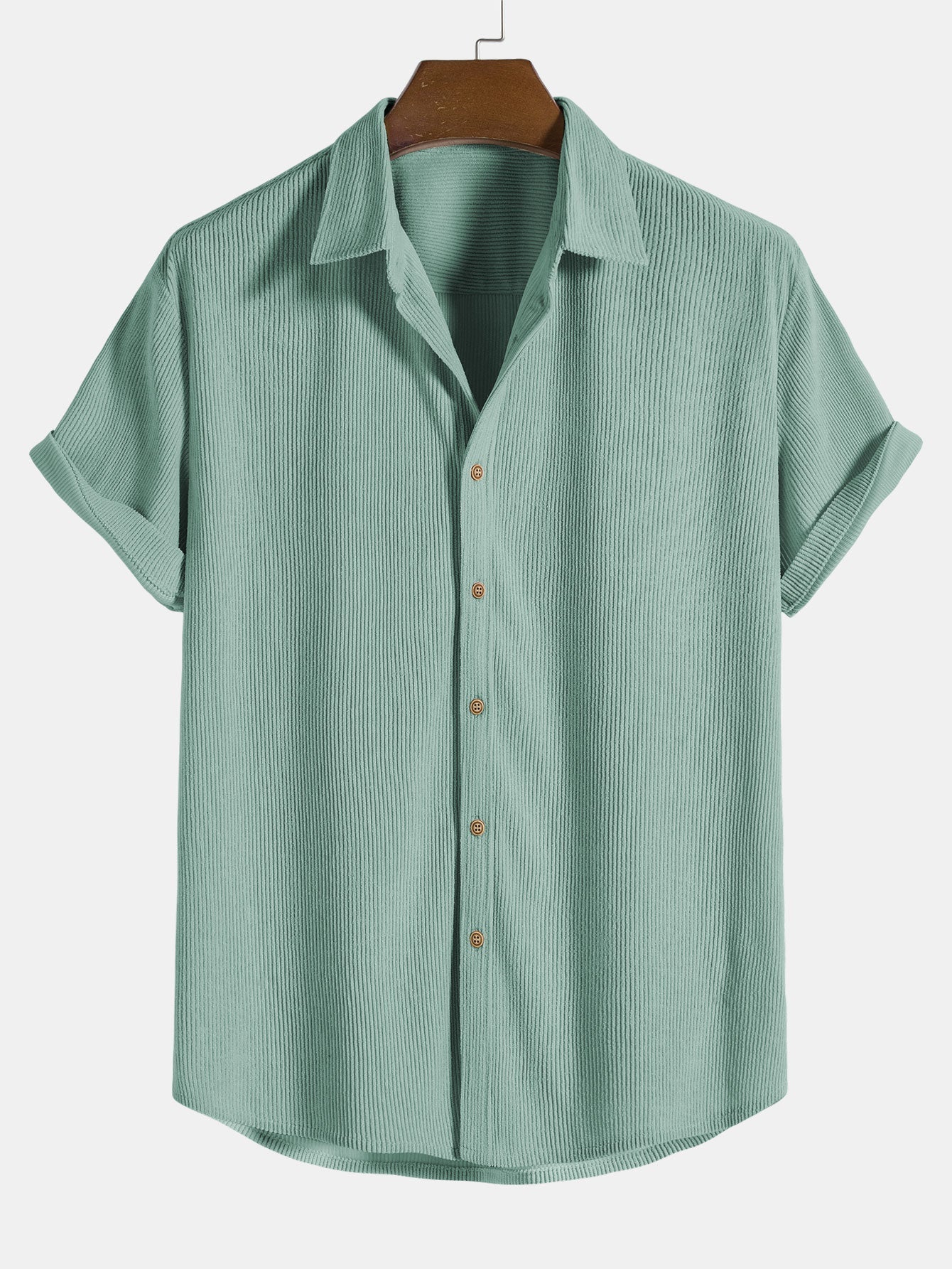 Camicia a maniche corte in corduroy con bottoni