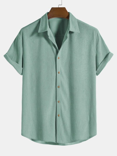 Camicia a Maniche Corte in Corduroy con Bottoni & Pantaloni Corti