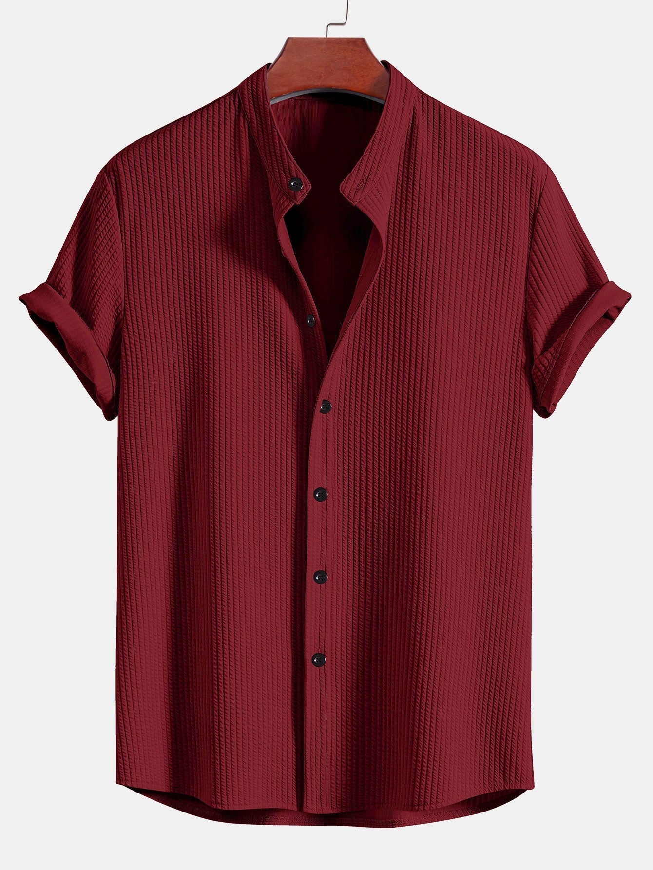 Camicia a Collo Alto a Costine Fit Muscolare