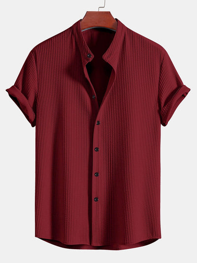 Camicia a Collo Alto a Costine Fit Muscolare