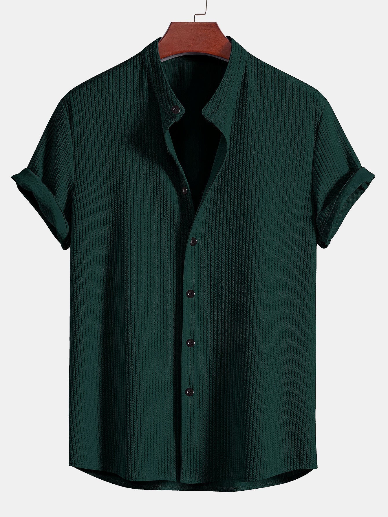 Camicia a Collo Alto a Costine Fit Muscolare