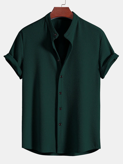 Camicia a Collo Alto a Costine Fit Muscolare