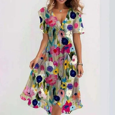 Leviana™ | Elegant Floral Midi Dress