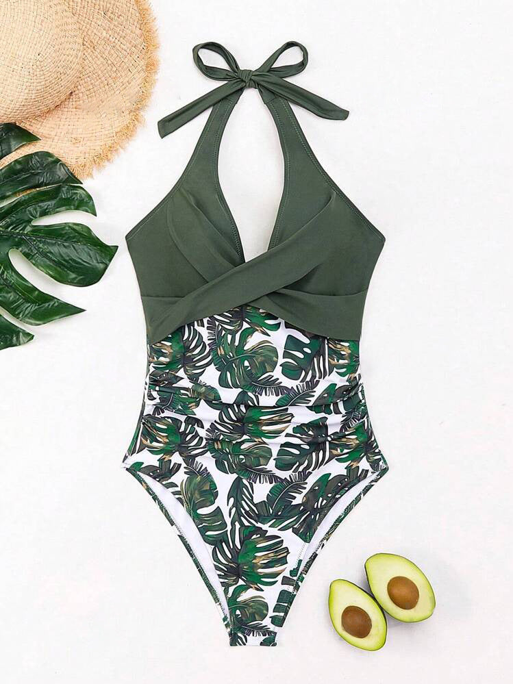 Varella | Costume da Bagno Foglia Tropicale – Scollo a V e Stile Modellante