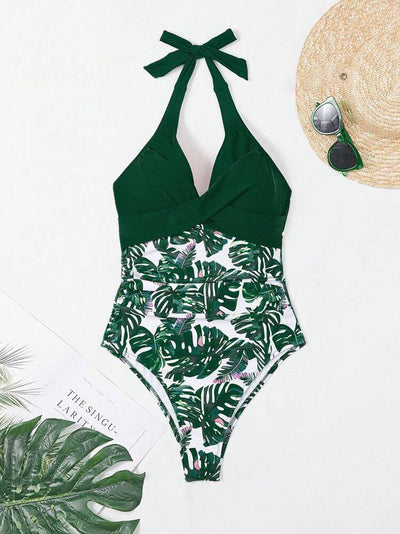 Varella | Costume da Bagno Foglia Tropicale – Scollo a V e Stile Modellante