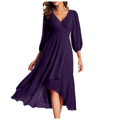 Leviana™ | Ruffled Dress with Asymmetrical Hem