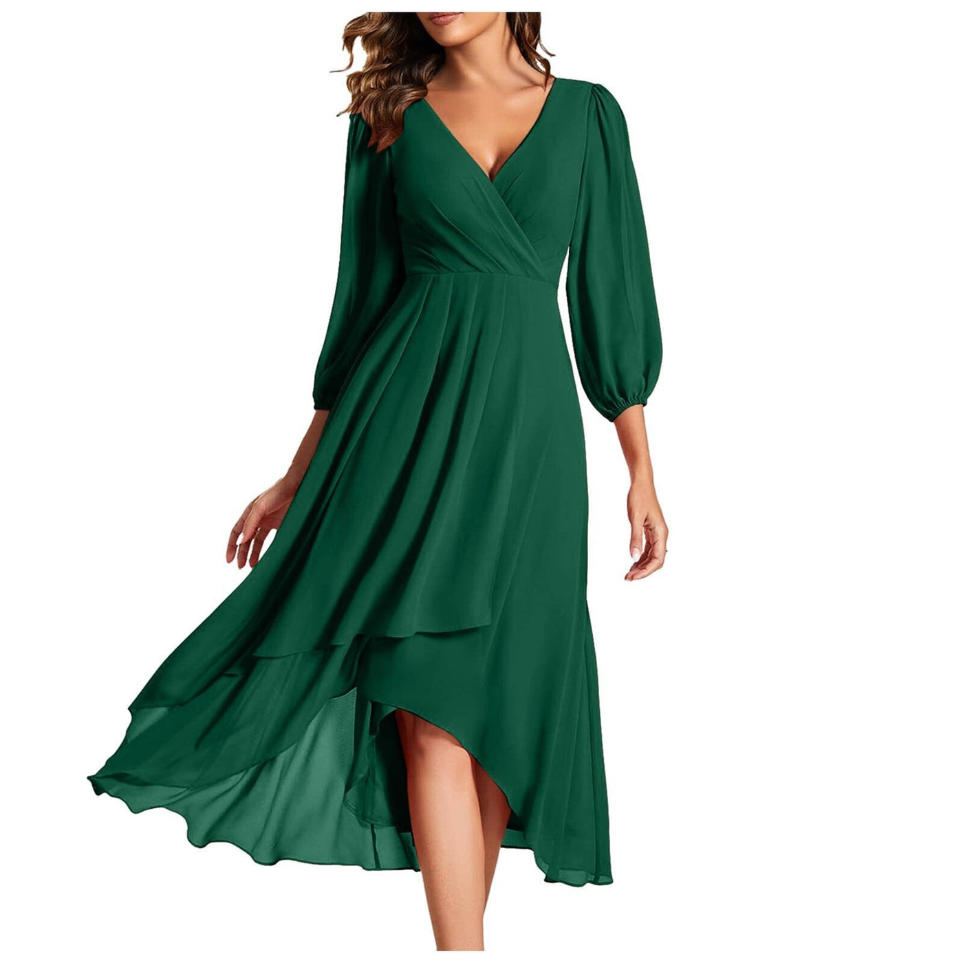 Leviana™ | Ruffled Dress with Asymmetrical Hem