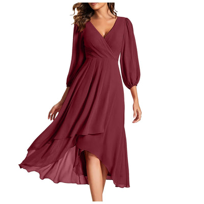 Leviana™ | Ruffled Dress with Asymmetrical Hem