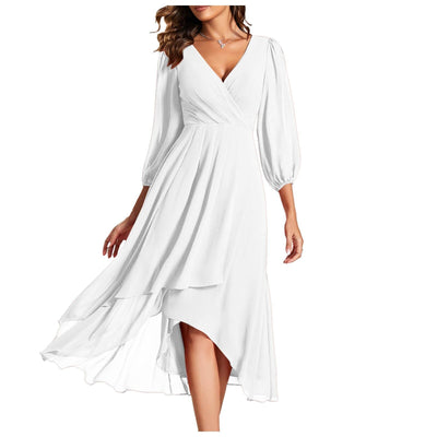 Leviana™ | Ruffled Dress with Asymmetrical Hem