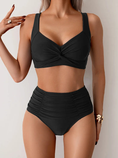 Nicoletta | Bikini bandeau in tessuto plissettato