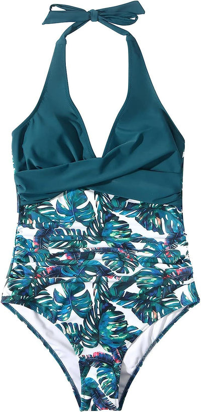 Varella | Costume da Bagno Foglia Tropicale – Scollo a V e Stile Modellante