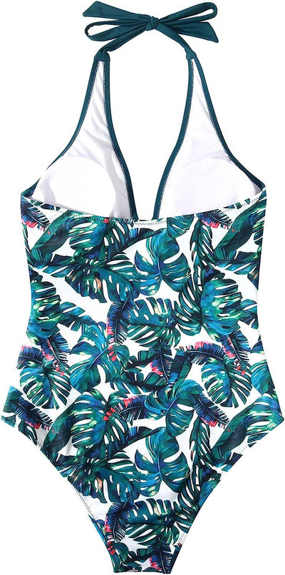 Varella | Costume da Bagno Foglia Tropicale – Scollo a V e Stile Modellante