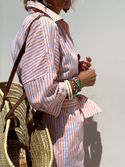 Leviana™ | Classic Stripe Shirt Dress