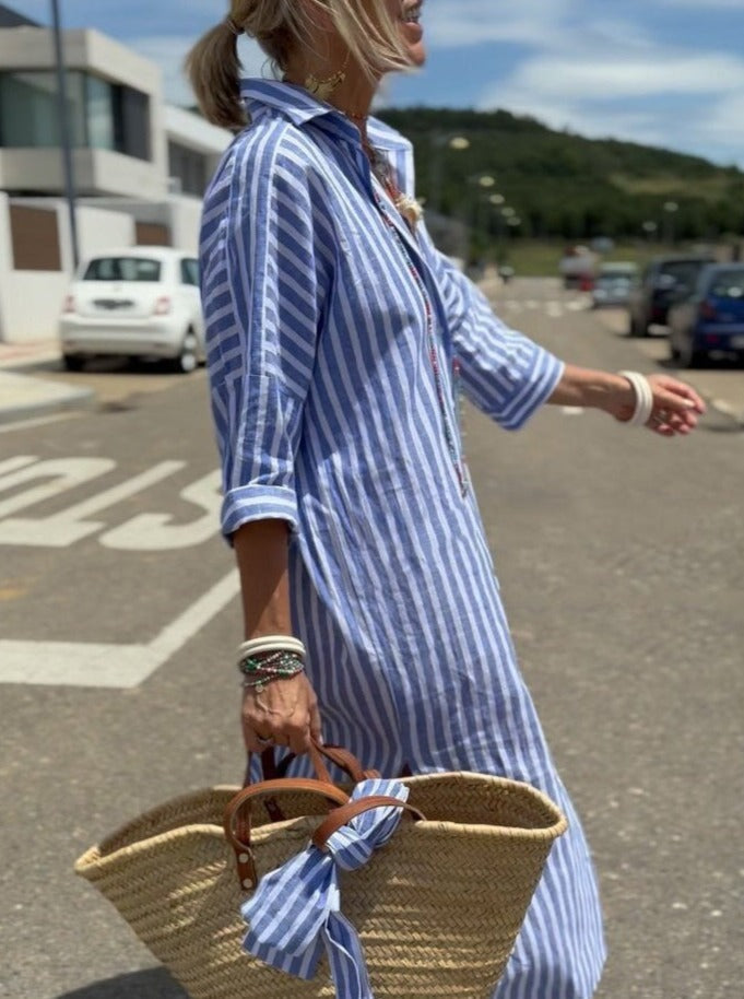 Leviana™ | Classic Stripe Shirt Dress
