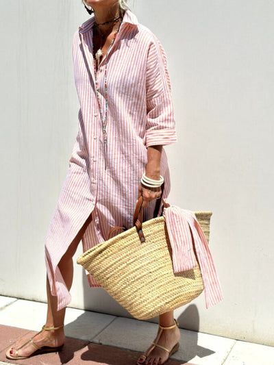 Leviana™ | Classic Stripe Shirt Dress