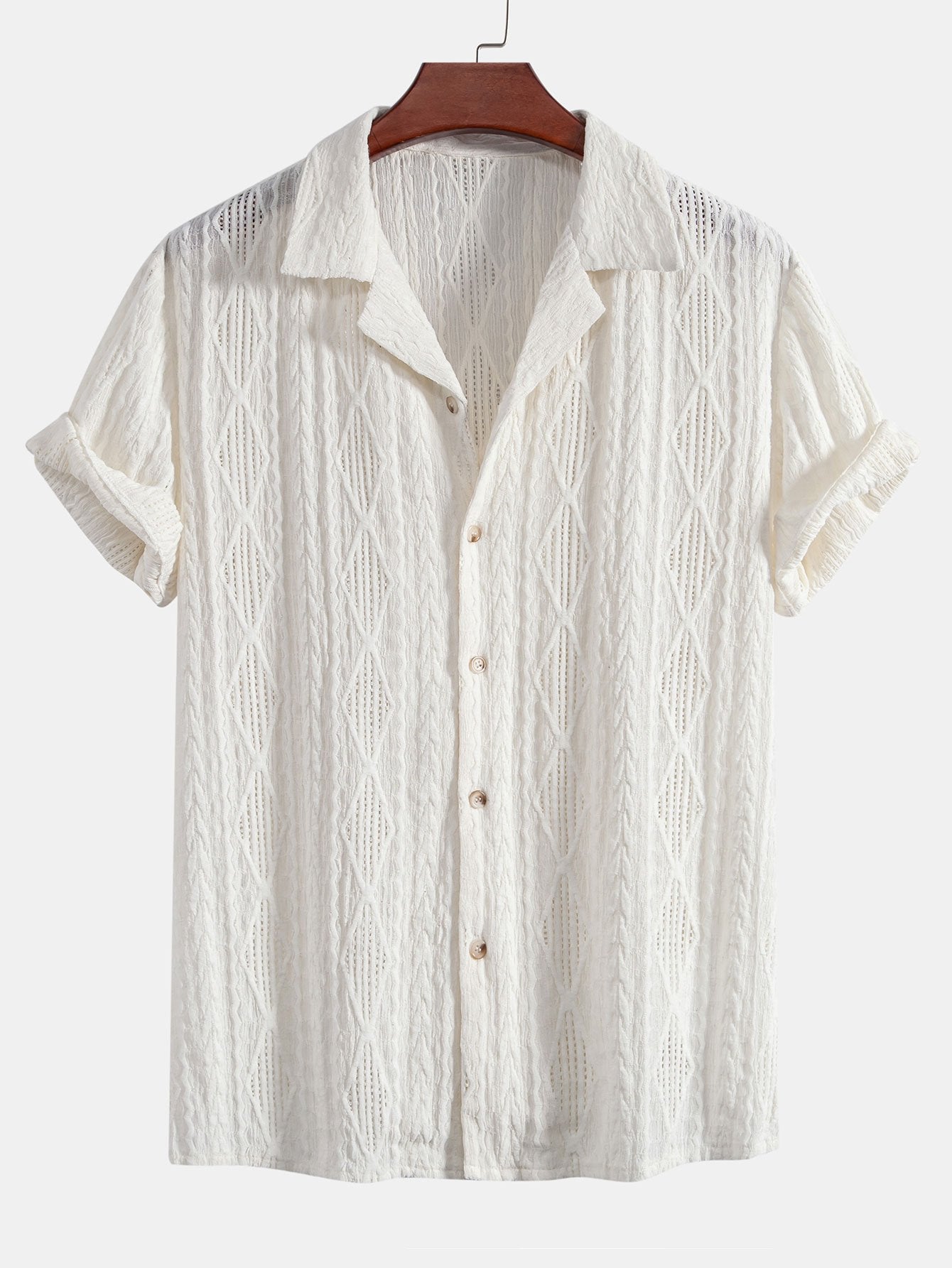 Camicia Cubana Jacquard Geometrica