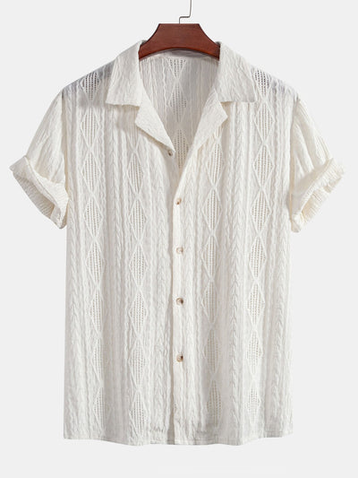 Camicia Cubana Jacquard Geometrica